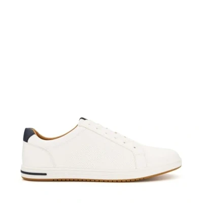 Image of Dune Mens TEZZY Perforated Lace Up Trainers Size UK 10 Flat Heel White