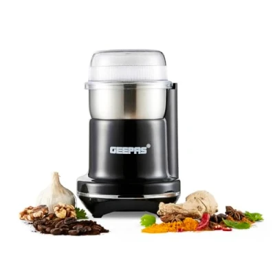 Image of Geepas Coffee Grinder 200W Electric Stainless Steel Blades for Beans Spices Herbs Dried Fruits &amp; Nuts Grinding Small Fixed Mill with Transparent Lid 2 Year Warranty