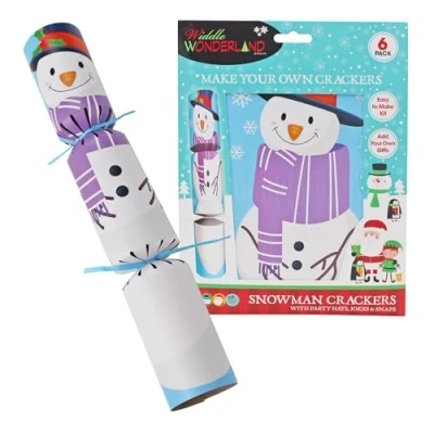 Image of Widdle Wonderland 6 Pack Make Your Own Christmas Cracker Kit Snowman 1543
