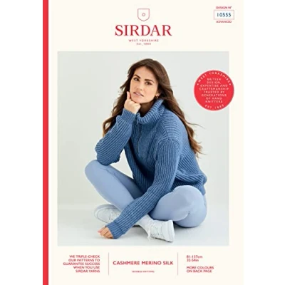 Image of Sirdar Cashmere Merino Silk DK Knitting Pattern 10555 Sweater