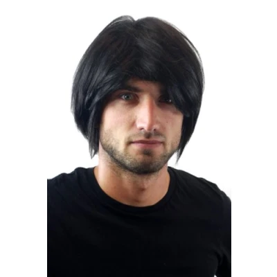 Image of Wig ME UP GFW895 1B Man Men Quality long Rock Indie Star full dense voluminous parted fringe parting youthful young look black 8inch