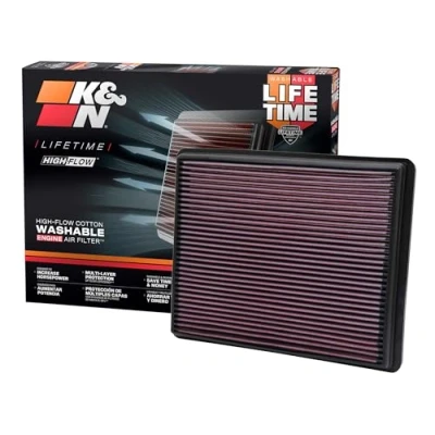 Image of K&amp;N Engine Air Filter: High Performance, Premium, Washable, Replacement Compatible with 1999 2019 Chevy/GMC Truck and SUV V6/V8 (Silverado, Suburban, Tahoe, Sierra, Yukon, Avalanche), 33 2129