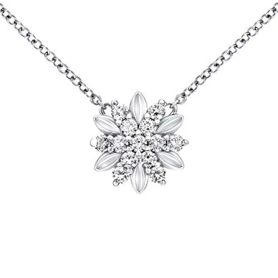 Image of SILVEGO MWN10855A Women 925 Sterling Silver Necklace Flower with Swarovski Zirconia
