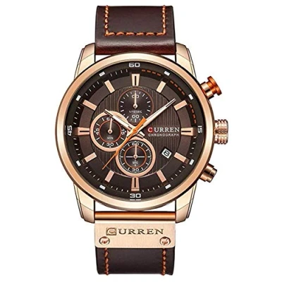 Image of Gosasa Men Sport Chronograph Quartz Watch Brown Leather Strap Date 30M Waterproof Military Male Wrist Watch, Rose Gold &amp; Brown, Watch,Chronograph
