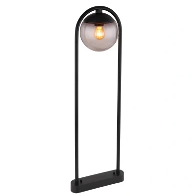 Image of Michael Outdoor Bollard Matt Black IP44 Smoke Glass Shade 1x E27