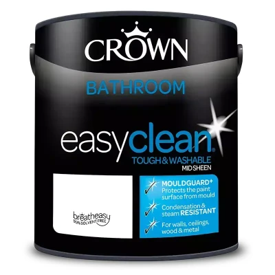 Image of 2.5L CROWN Easyclean Bathroom MID SHEEN Emulsion Multi Surface Paint With MOULDGUARD+ That can be Used on Walls, Ceilings, Wood and Metal. Stain &amp; Scrub Resistant Formula Midnight Navy