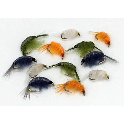 Image of BestCity fly Fishing Flies SCUD shrimp selection, Twelve Pack Sizes 8 12 #98