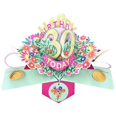 Image of Happy 30th Birthday 30 Today Pop Up Greeting Card Love Kate&#039;s Cards Her POP215MC30