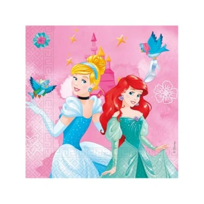 Image of Procos Tovaglioli Carta FSC Disney Princess Live Your Story (33 x 33 cm, Doppio Velo), 20 Pieces Folat Napkins cm Pieces, 93849P, Multicoloured,