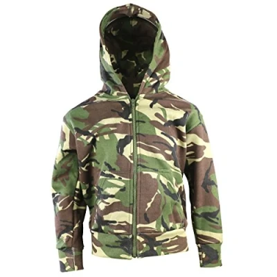 Image of Dallaswear Children&#039;s kids camouflage zip hoodie camo (5 6 years, Woodland camo)
