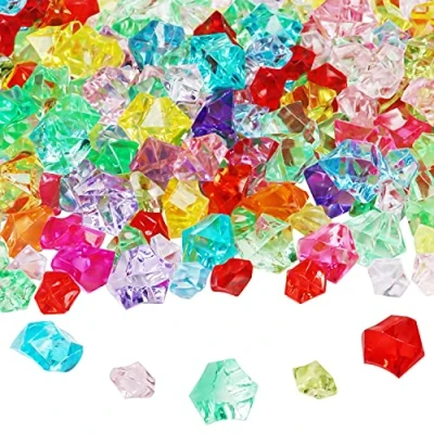 Image of Belle Vous 300 Pack Acrylic Ice Crystals Assorted Colours Fake Diamond Scatter Gemstone Rocks for Weddings, Table Decorations, Vase Filler Stones, Party Favours Plastic Gems Arts &amp; Crafts