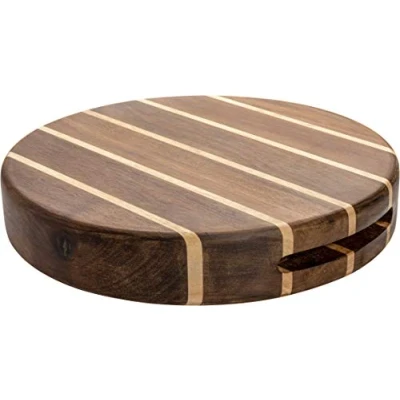 Image of Rockingham Forest WB 52500CR Extra Thick Multi Round Chopping Board, Carbonized Acacia &amp; Rubber Wood, 25cm Diameter