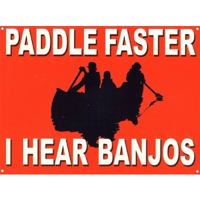 Image of Film Tin Sign featuring City Boys in Their Canoe taken from Deliverance 40x30cm