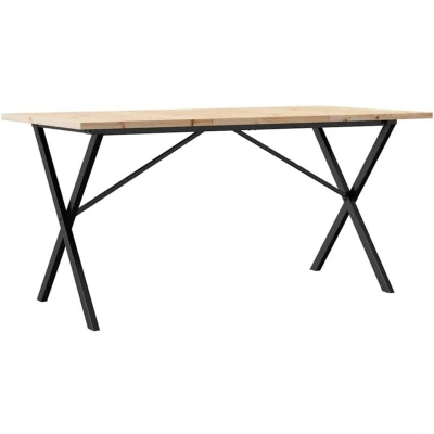 Image of vidaXL Dining Table X Frame 140x80x75.5 cm Solid Wood Pine and Steel