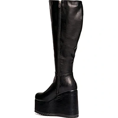Image of LAMODA Women&#039;s Right Hand Wide Fit Knee High Boot, Black Pu, 4 UK