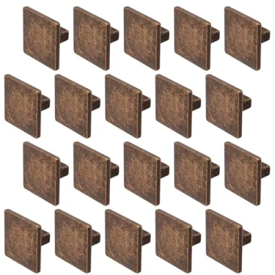 Image of Decoranddecor Calla Square Cabinet Knob Door Pull Handle Kitchen Cupboard Furniture Drawer (20 Pack, Antique Copper)