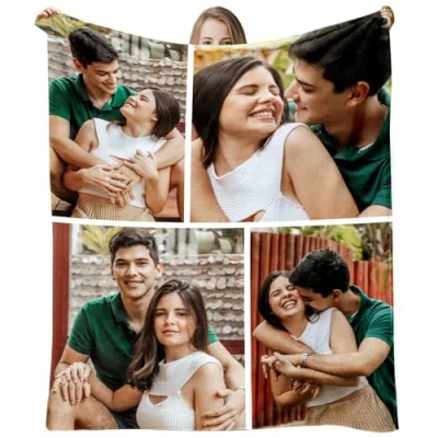 Image of TICBIK Personalised Blanket,Personalised Photo Blankets for Adults,Custom Blanket,Photo Blankets,Customised Fleece Blanket
