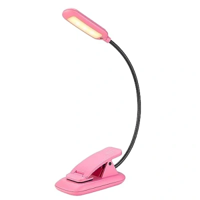 Image of BIGMONAT Kids Book Reading Light Rechargeable Clip on Dimmable Lights for Books in Bed 3 Lighting Modes Flexible Head Studying Light,Night Lamp Pink