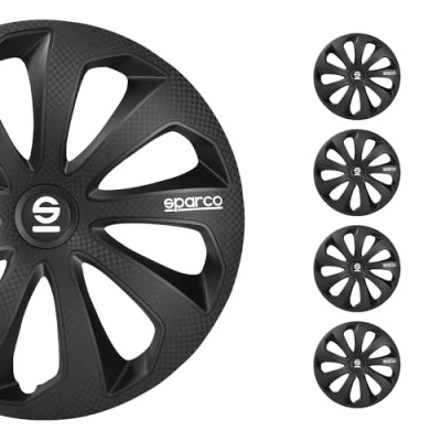 Image of Sparco SP 1474BKC Set wheel covers Sicilia 14 inch black/carbon