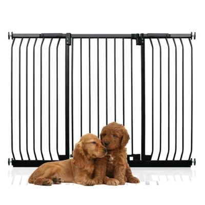 Image of Bettacare Extra Tall Elite Dog Gate, 143cm 152cm, Matt Black, 96.8cm in Height, Pressure Fit Pet Gate for and Puppy, Barrier, Easy Installation