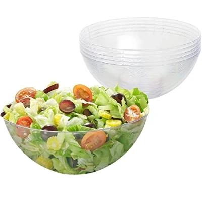 Image of MATANA 5 Clear Hard Plastic Serving Bowls, 1500ml Sturdy &amp; Reusable Ideal for Salad, Snacks Crisps Parties, Picnic, Birthdays, BBQ More