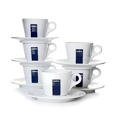 Image of Lavazza Blu Collection Cappuccino Cup, Set of 6, Coffee Porcelain, White, 165ml