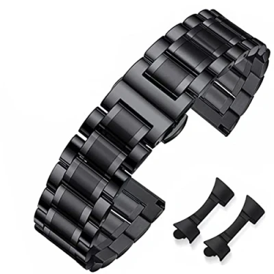 Image of HEYOZURY Watch Straps for with Straight and Curved End 16 mm, 18 19 20 22 24 mm Metal Replacement Strap Bracelets Men/Women, 14mm, Silver Gold