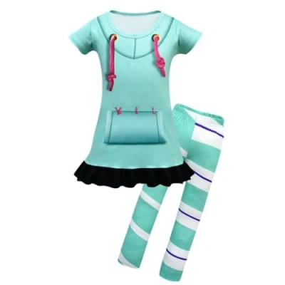 Image of Lito Angels Princess Vanellope Fancy Dress Up Costume Set with Leggings for Kids Girls Age 3 4 Years, Mint Green