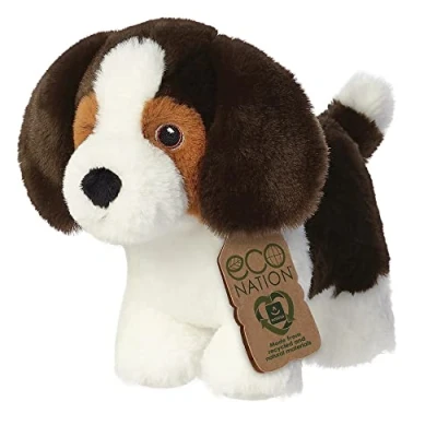 Image of Aurora, 35047, Eco Nation Beagle Dog, 8In, Soft Toy, Black &amp; White