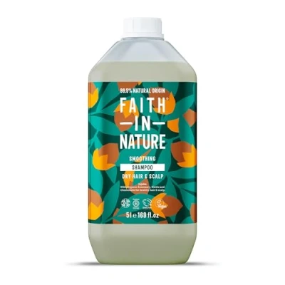 Image of Faith In Nature Natural Jojoba Shampoo, Smoothing for Dry Hair &amp; Scalp, Vegan Cruelty Free, No SLS, Silicones or Parabens, 5L Refill Pack