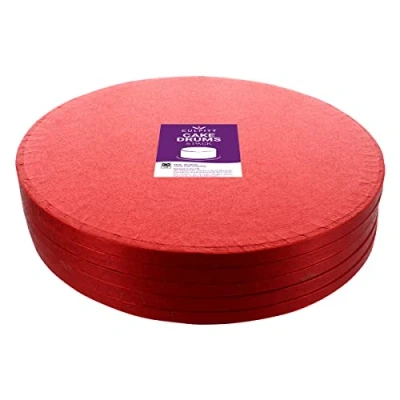 Image of Culpitt Cake Boards, Red 14&quot; Drum, Round 14 Inch (355mm) 0.5 (13mm) Thick Pack of 5