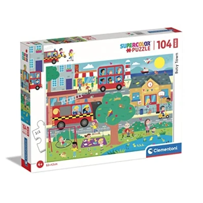 Image of Clementoni 23766 Supercolor Puzzle Busy Town 104 Maxi Pieces Jigsaw For Kids Age 4