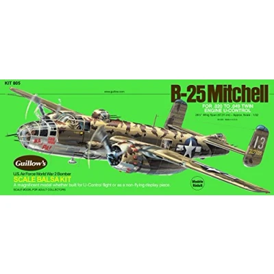 Image of GUILLOW&#039;s B25 Mitchell 805 Powered Balsa Flying Model Kit