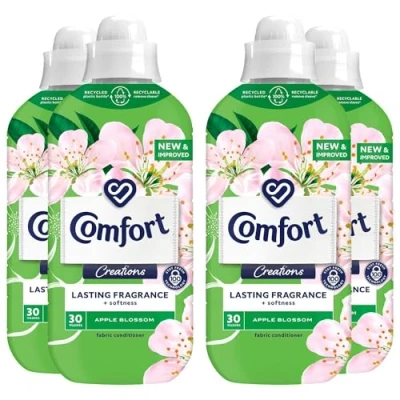 Image of Comfort Creation Concentrated Fabric Conditioner with 100 Days of Long Lasting Fragrance and Softness Intense Liquid Softener 30 Washes, 900 ml (Apple Blossom, Buy 4)