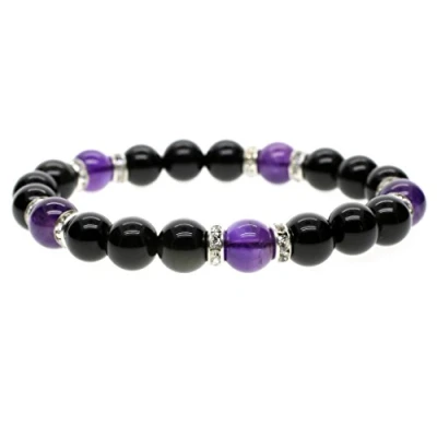 Image of COAI Women&#039;s Beaded Bracelet Crystal for Women, Amethyst Obsidian