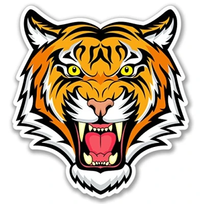 Image of 2 x Tiger Lion Cat Sticker Helmet Guitar Quad Car Bike iPad Laptop Decal #4088 (9.2cm Wide 10cm Tall)