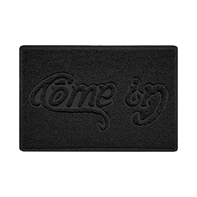 Image of Nicoman COME IN Embossed Shape Door Mat Dirt Trapper Jet Washable Doormat (Use Indoor or Sheltered Outdoor) (60x40cm/23.6x15.7inches, Small) Black