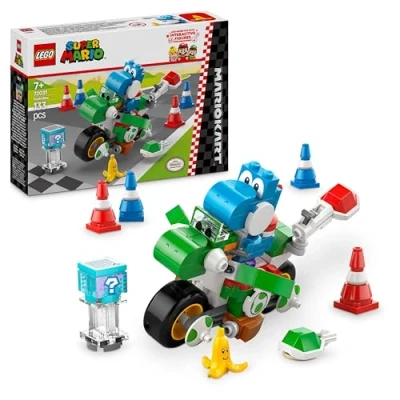 Image of LEGO Super Mario: Mario Kart Yoshi Bike Set, Building Toy for 7 Plus Year Old Boys &amp; Girls, with Character Figure Independent Play, Birthday Gift Idea Gamers 72031