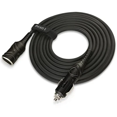 Image of 5m KFZ extension cable 12V, extension, 15A fuse, solid rubber with plug and socket, hook loop strap, for cigarette lighter socket