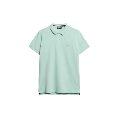 Image of Superdry Piqué Polo Shirt Melange Light Green size XXL