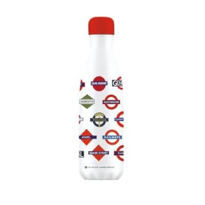 Image of Insulated Drinks Bottle Vintage London Underground Signs 500ml Stainless Steel