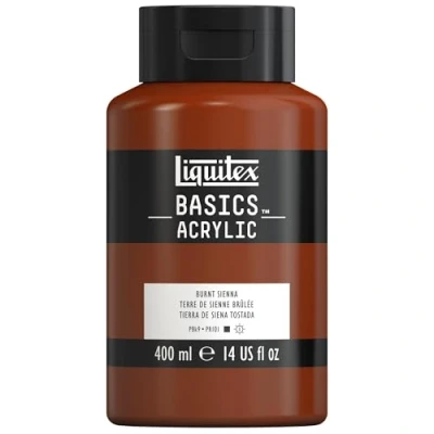Image of LIQUITEX Basics Acrylic Paint, Burnt Sienna, 400 ml Bottle