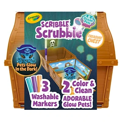 Image of CRAYOLA Scribble Scrubbie Pets Glow Ocean Playset, Toys for Boys &amp; Girls, Gifts Kids, Ages 3, 4, 5, 6