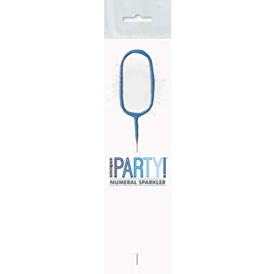 Image of Blue Glitz Number 0 Birthday Sparkler (17cm) Perfect for Birthday, Anniversary &amp; Milestones Celebration 1 Pc