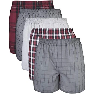 Image of Gildan Men&#039;s Underwear Boxers, Multipack, Mixed Red/Grey (5 Pack), XLarge (Pack of 5)