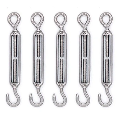 Image of Mecollection 5pcs M5 Stainless Steel 304 Hook &amp; Eye Turnbuckle Wire RopeTension …