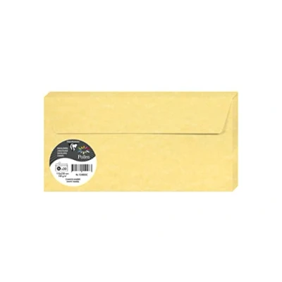 Image of Clairefontaine 120005C Pack of 20 Self Adhesive Envelopes DL Format 11x22cm 120g/m² Marbled Chamois Color Invitation to Events and Correspondence Pollen Range Premium Paper
