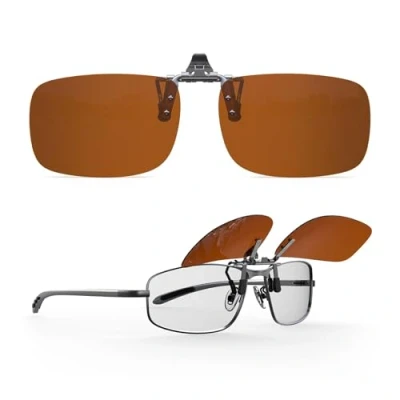 Image of Goiteia Polarized Flip up Clip on Sunglasses for Men WomenEasy to Put and Take off One handed（57 * 36mm Brown lenses）