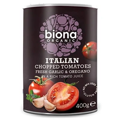 Image of Biona Organic Chopped Tomatoes with Garlic &amp; Oregano 400g (Pack of 6)