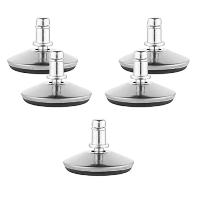 Image of kwmobile Replacement Office Chair Gliders (Set of 5) 11mm (7/16&quot;) Stem Bell Glide Glider Feet Replacements for Castor Wheels Silver Black